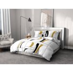 Parure de couette blanche 100% coton - attoll - noir - rectangulaire - classique - intemporel