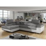 Aubin - canap dangle convertible gris et blanc coffre de rangement - angle gauche