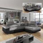 Aubin - canapé dangle convertible gris et noir coffre de rangement - angle droit Aubin - canapé dangle convertible gris et noir coffre de rangement - angle droit