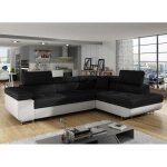 Aubin - canapé dangle convertible noir et blanc coffre de rangement - angle droit Aubin - canapé dangle convertible noir et blanc coffre de rangement - angle droit