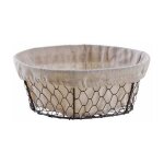 Aubry gaspard - corbeille ovale  pain - grillage + jute - 23x20x7cm