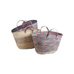 Aubry gaspard - couffin palmier - 2 anses cuir - motifs assortis