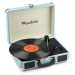 Platine vinyle - audizio - rp116bl - bluetooth in & out - haut - parleurs intgrs - vintage bleu