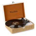 Platine vinyle - audizio - rp119 - bluetooth in & out - cuir blanc crème - vintage Platine vinyle - audizio - rp119 - bluetooth in & out - cuir blanc crème - vintage