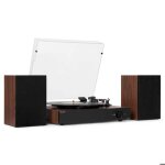 Audizio rp325w - platine vinyle retro avec enceintes int�gr�es & bt sans fil noyer noir