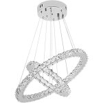 Lustre suspension - aufun - 48w - design moderne - 2 anneaux - blanc froid - rglable en hauteur