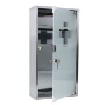 Armoire � pharmacie - aufun - mod�le 30x12x57. 5cm - acier inoxydable - 4 niveaux - porte vitr�e