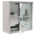 Armoire  pharmacie - aufun - 30 x 12 x 30 cm - acier inoxydable - 2 niveaux - porte vitre