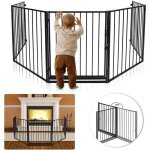 Aufun barrire de scurit pour chemine en mtal 5 pices avec porte parc noir 60 x 76 cm clture de ...