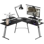 Aufun bureau gaming 140x50x73 cm ergonomique avec support �cran plateau fibre carbone bureau d?angle ...