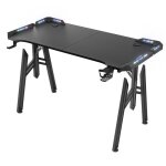 Aufun bureau gaming led 160x60 cm table ordinateur m - frame stable avec finition fibre carbone