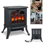 Cheminée électrique - aufun - modèle avec effet de flamme 3d - 750 / 1500w - design unique - noir Cheminée électrique - aufun - modèle avec effet de flamme 3d - 750 / 1500w - design unique - noir