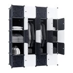 Armoire modulaire pliante - aufun - 20 cubes - noir et blanc - r�sine pp - cadre m�tallique robuste