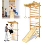 Aufun espalier en bois mur descalade pour adultes & enfants mur de gymnastique mur descalade echafaudage ...