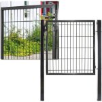 Portail de jardin - aufun - 100x150cm - acier galvanis� - anthrazit - serrure int�gr�e