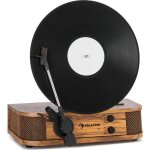 Auna verticalo se platine vinyle design rtro avec port usb & bluetooth - 3 vitesses de lecture - centreur ...