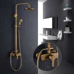 Colonne de douche - auralum - mitigeur avec pommeau fixe - douchette incluse - acier inox - cuivre antique ... Colonne de douche - auralum - mitigeur avec pommeau fixe - douchette incluse - acier inox - cuivre antique ...