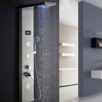 Colonne de douche hydromassage en acier inox 5 fonctions panneau de douche avec lumières led et Écran ... Colonne de douche hydromassage en acier inox 5 fonctions panneau de douche avec lumières led et Écran ...