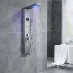 Colonne de douche hydromassage en inox panneau de douche avec 5 fonctions douchette à main lumières led ... Colonne de douche hydromassage en inox panneau de douche avec 5 fonctions douchette à main lumières led ...