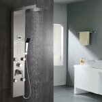 Colonne douche - auralum - hydromassante - cran lcd - acier inox - 18 micro - jets