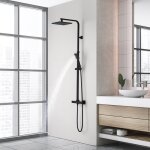 Colonne de douche avec mitigeur thermostatique 2 fonctions ensemble de douche noir en laiton haute rglable ...
