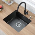 Auralum Évier 1 bac 50x43x19cm Évier sous plan en acier inox Évier cuisine noir avec distrubuteur de ... Auralum Évier 1 bac 50x43x19cm Évier sous plan en acier inox Évier cuisine noir avec distrubuteur de ...