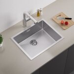 vier 1 bac 55x44x19cm vier cuisine bross en acier inox vier sous plan avec trop - plein et systme ...