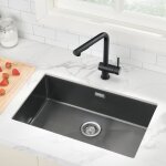 Évier 1 bac 70x44x19cm Évier cuisine gris - noir en acier inox 304 Évier sous plan avec système de drainage ... Évier 1 bac 70x44x19cm Évier cuisine gris - noir en acier inox 304 Évier sous plan avec système de drainage ...