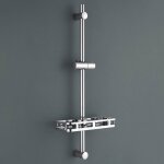 Auralum max - barre de douche r�glable inox chrom�e 70 cm avec �tag�re support coulissant 360� - installation ...