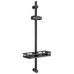 Auralum max barre de douche r�glable inox noir 70 cm avec �tag�re et support 360� - installation per�age ...
