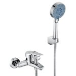 Robinet de baignoire chrom avec 5 fonctions douchette  main mitigeur de douche mural en laiton pour ...