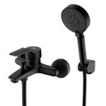 Robinet baignoire noir avec 5 fonctions douchette à main mitigeur douche mural en laiton avec flexible ... Robinet baignoire noir avec 5 fonctions douchette à main mitigeur douche mural en laiton avec flexible ...