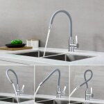 Auralum robinet de cuisine flexible avec tuyau gris en silicone mitigeur chromé rotatif 360° en laiton ... Auralum robinet de cuisine flexible avec tuyau gris en silicone mitigeur chromé rotatif 360° en laiton ...