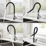 Auralum robinet de cuisine flexible avec tuyau noir en silicone mitigeur Évier chromé rotatif 360° en ... Auralum robinet de cuisine flexible avec tuyau noir en silicone mitigeur Évier chromé rotatif 360° en ...