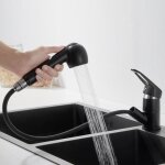 Auralum robinet de cuisine noir avec douchette extractible de 50cm mitigeur evier rotatif 360 2 modes ...