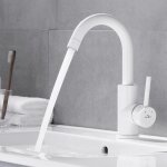 Auralum robinet de lavabo blanc rotation à 360° mitigeur salle de bain avec barboteur démontable eau ... Auralum robinet de lavabo blanc rotation à 360° mitigeur salle de bain avec barboteur démontable eau ...