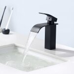 Auralum robinet de lavabo cascade noir moderne robinet salle de bain pour vasque  poser mitigeur lavabo ...