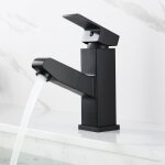 Robinet de lavabo noir avec douchette extractible mitigeur  eau froide et chaude pour vasque  poser ...