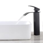 Auralum robinet de salle de bain cascade � levier unique noir mitigeur de lavabo carr� laiton haut mitigeur ...