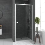 Paroi porte de douche coulissante blanc 100x185cm - extensible - whity slide 100