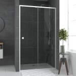 Aurlane porte de douche coulissante spot sliding 120cm - profil�s extensibles 112 � 126cm m�tal blanc ...