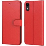 Aurstore etui coque pour iphone xr protection housse en cuir pu portefeuille livre[languette magntique](rouge ...