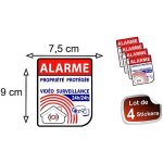 Autocollant alarme proprit sous vido surveillance alarme logo 64 sticker x4
