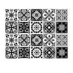 Autocollant carrelage muraux 20 pi�ces motif de fleurs noir blanc 10x10cm stickers auto - adh�sif cuisine ...