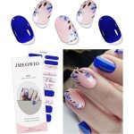 Autocollants gel pour ongles motif fleurs roses et bleues - finition semi - durcie - 20 bandes