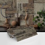 Autocollants muraux pour carrelage de cuisine - pour salles de bains et cuisines - lot de 16 effet bois ...