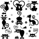 Autocollant mural - chat - noir - imperm�able - amovible - d�coration cr�ative