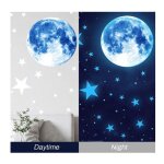 Autocollants muraux - lune �toiles - fluorescent - d�coration chambre enfant - pvc - ciel �toil�