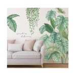 Autocollant mural stickers plantes papier peint feuillage dcoration murale salon muraux cuisine porte ...