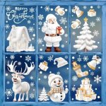 Autocollant no�l fen�tre decoration noel interieur maison stickers pere noel fenetre r�utilisable amovible ...